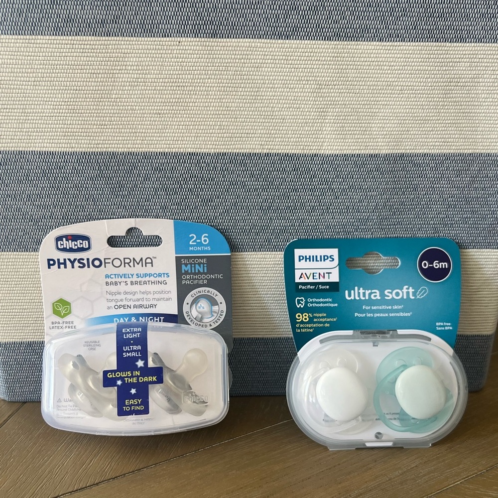 Chicco PhysioForma Silicone Pacifiers and Philips Avent Ultra Soft Pacifiers